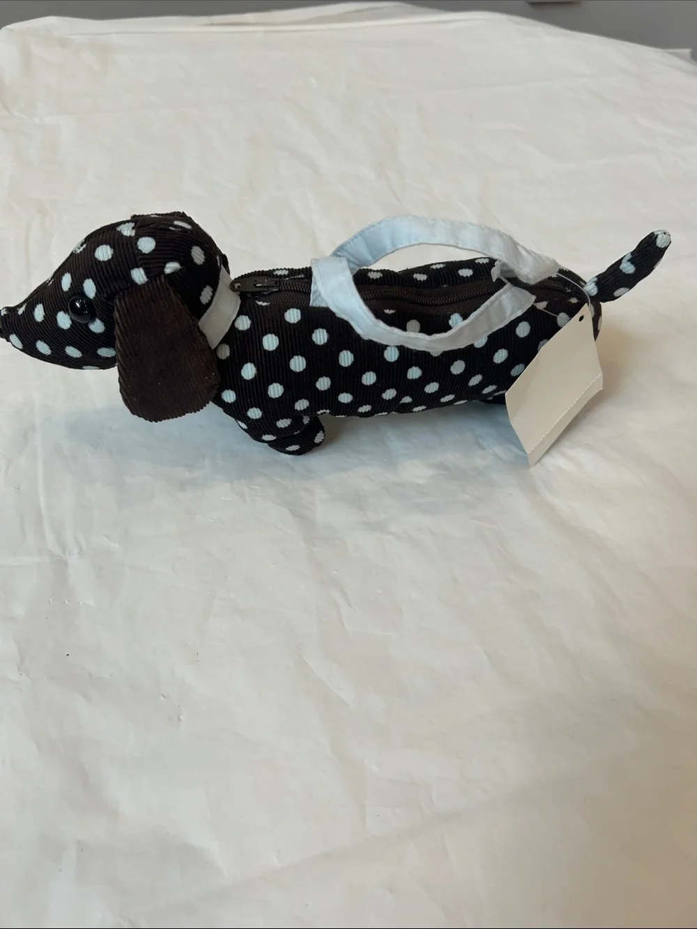 Gymboree Black and Baby Blue Polka Dot Dachshund Wristlet Bag